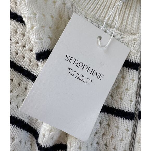 NWT Seraphine 1/2 Zip Stripe Sweater Size Medium Women’s White - Picture 6 of 9